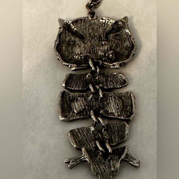 Vintage Mod Retro Articulated Owl Pendant Necklace Silvertone 1970s 24" Chain - Picture 7 of 10